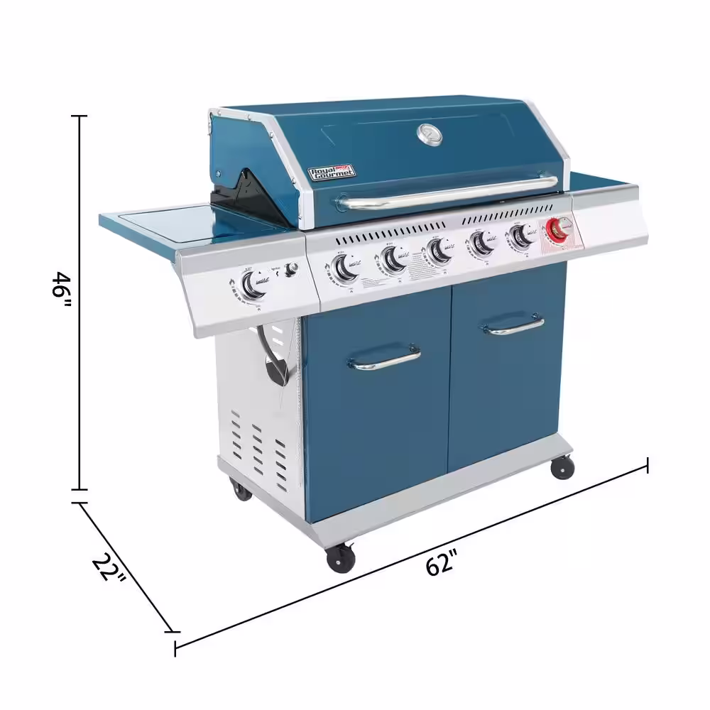 Royal Gourmet 6-Burner Propane Gas Grill in Blue with Sear Burner and Side Burner