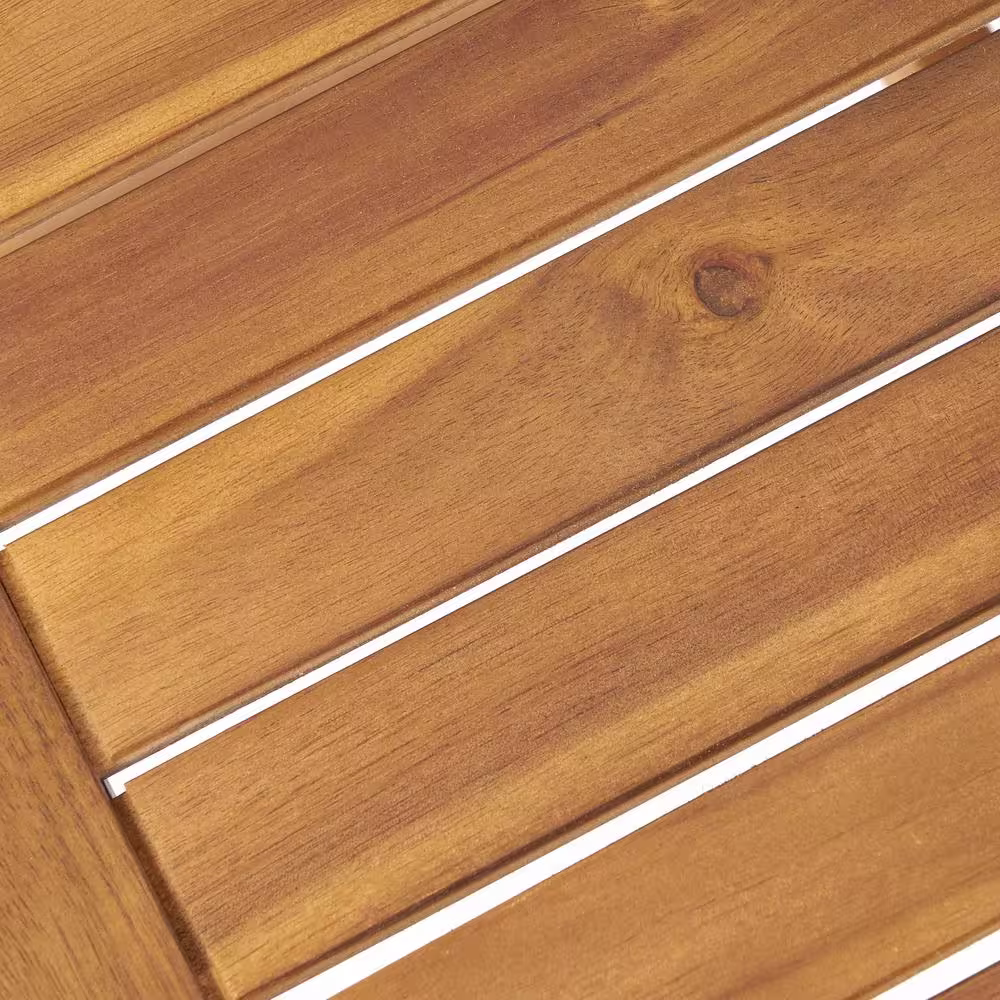 None Luciano Brown 4-Piece Wood Patio Conversation Set with Beige Cushions