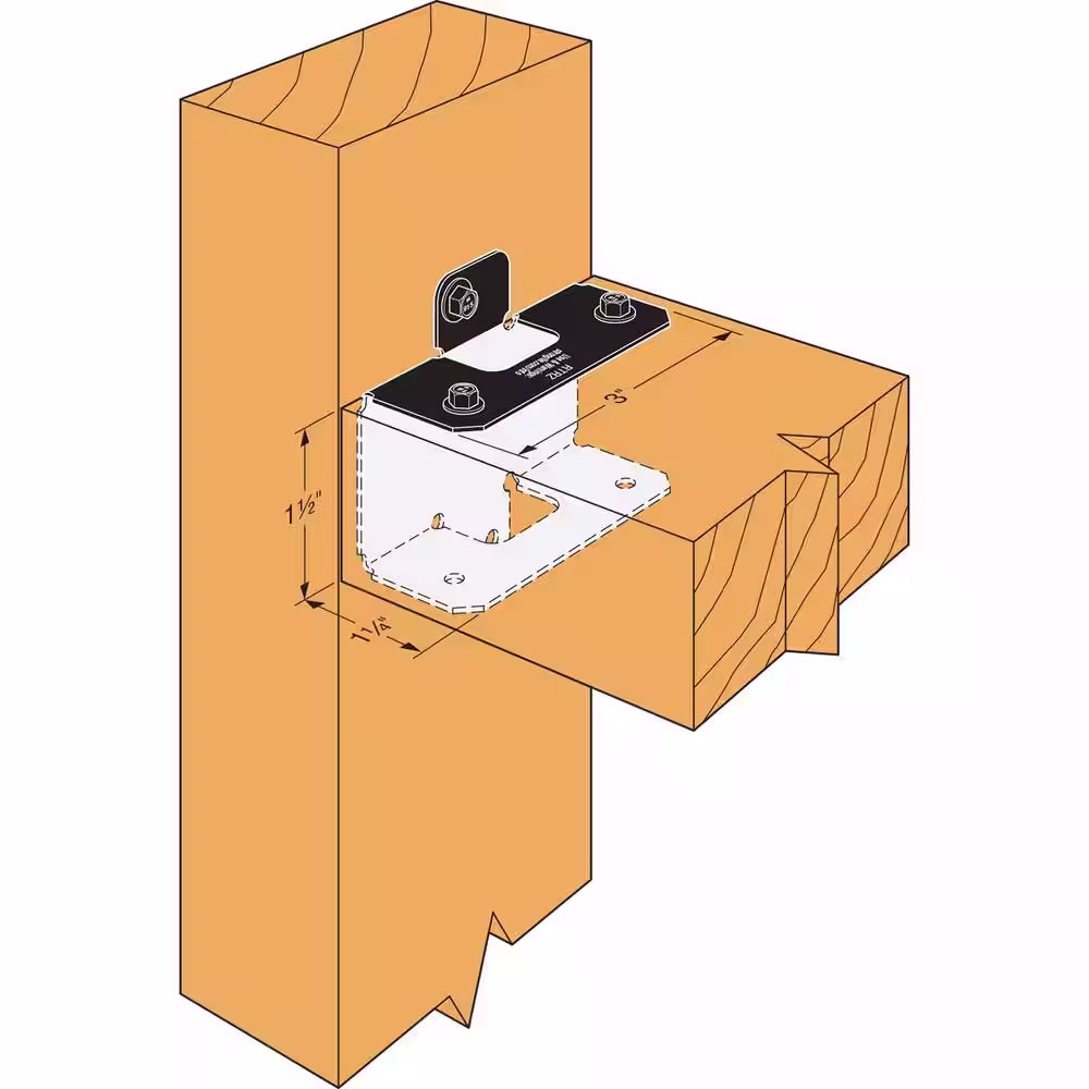 Simpson Strong-Tie Outdoor Accents ZMAX, Black Powder-Coated Rigid Tie Rail Connector for 2 x Joist/Post
