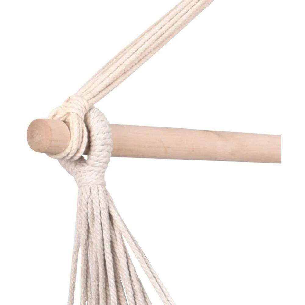 None 39.00 in. Portable Hammock Rope Chair Outdoor Hanging Air Swing in Beige