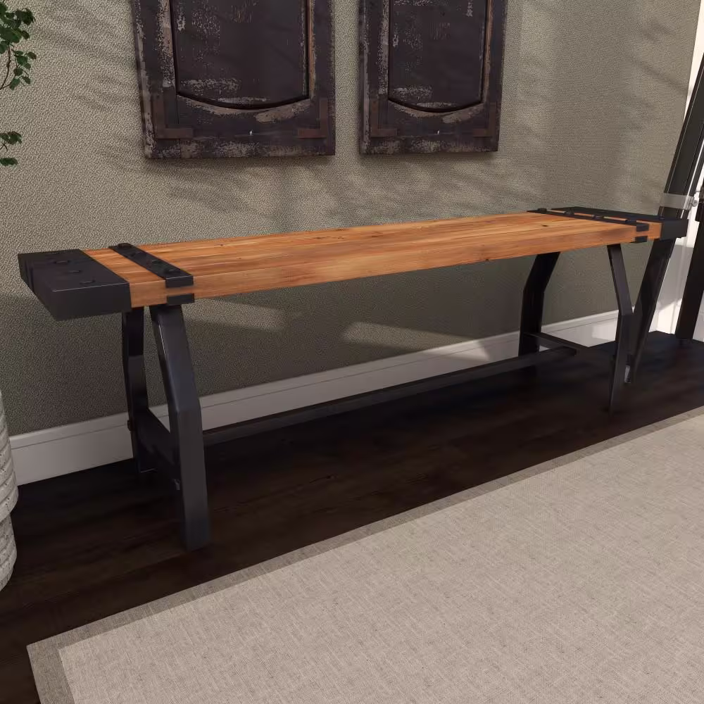 Litton Lane Brown Bench 18 in. X 55 in. X 13 in.