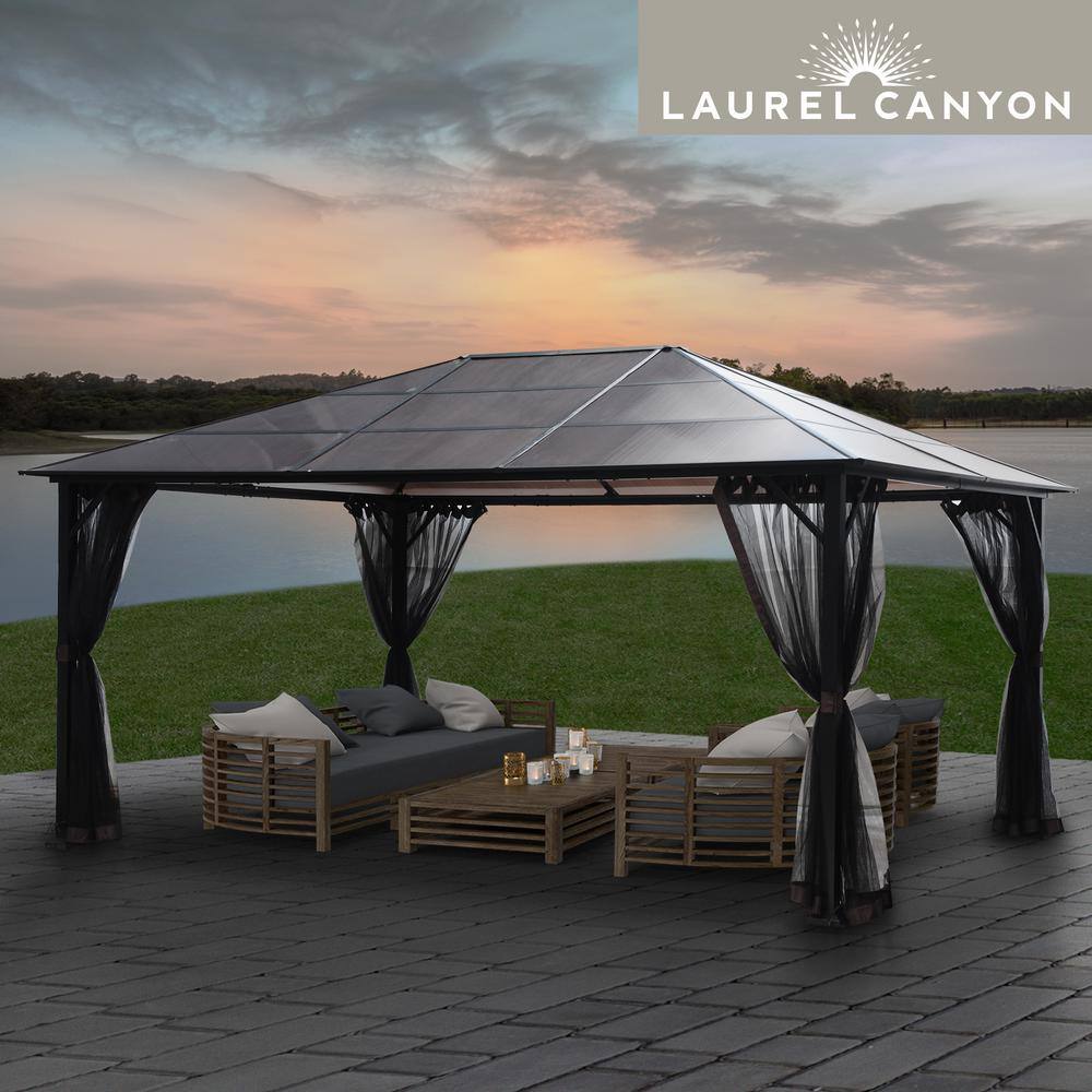 LAUREL CANYON 12 ft. x 16 ft. Polycarbonate Hardtop Gazebo with Mosquito Netting