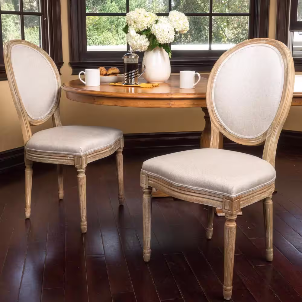 Noble House Phinnaeus Beige Fabric Dining Chairs (Set of 2)