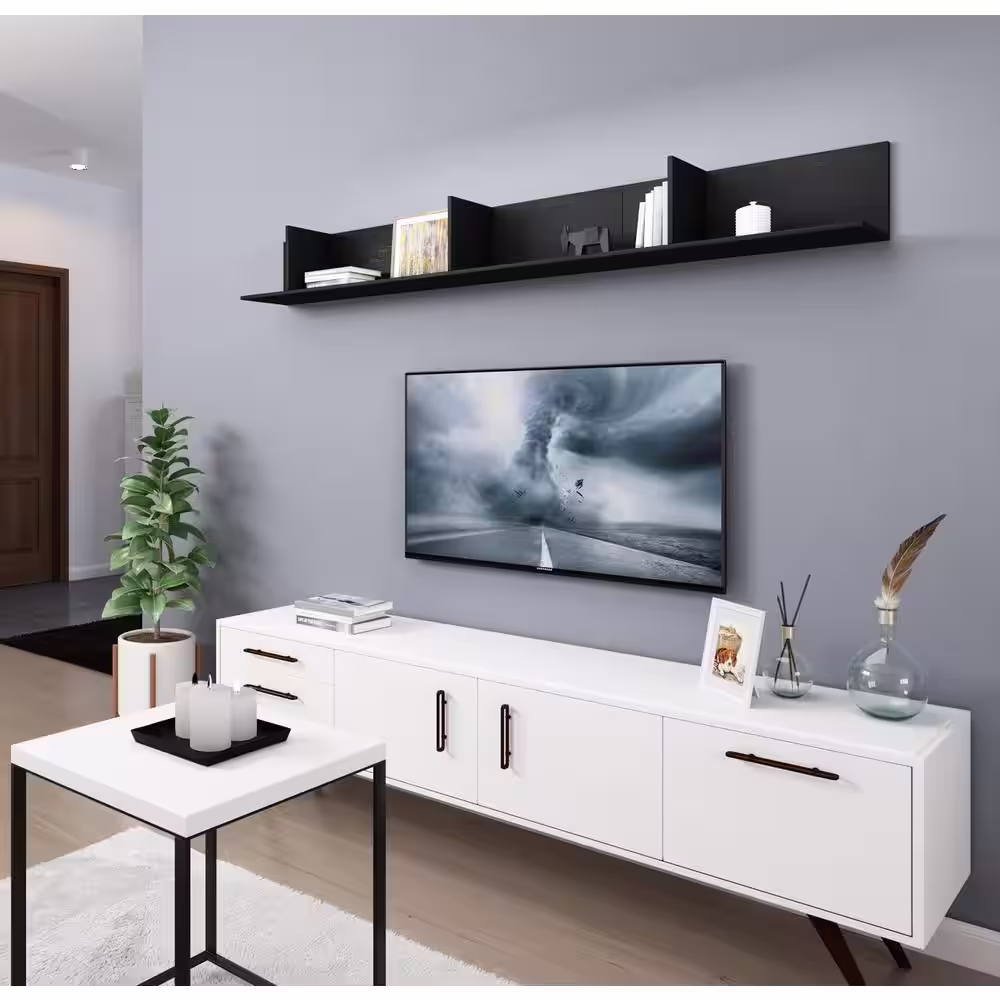 Atlantic 8.47 in. x 23.46 in. x 8.47 in. Black Wood Infiniti Modular Shelf (2-Pack)