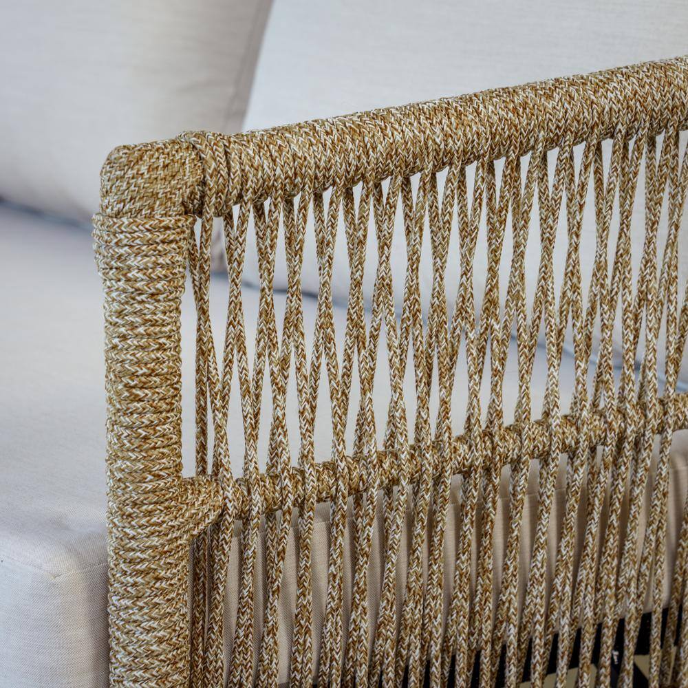 Canopy Palm 4-Piece Resin Wicker Patio Deep Seating Set with Sunbrella Cast Pumice Cushions