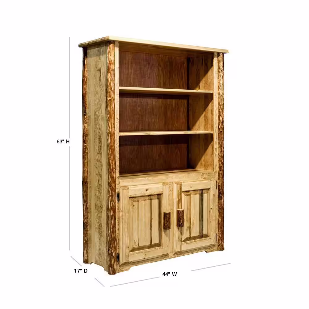 Montana Woodworks 63 in. Medium Brown Wood 3-shelf Standard Bookcase