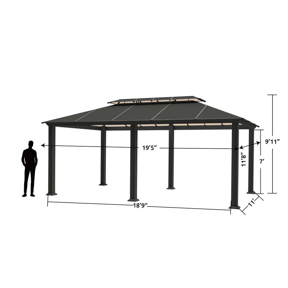 Paragon Outdoor Santa Monica 12 ft. x 20 ft. Black Gazebo