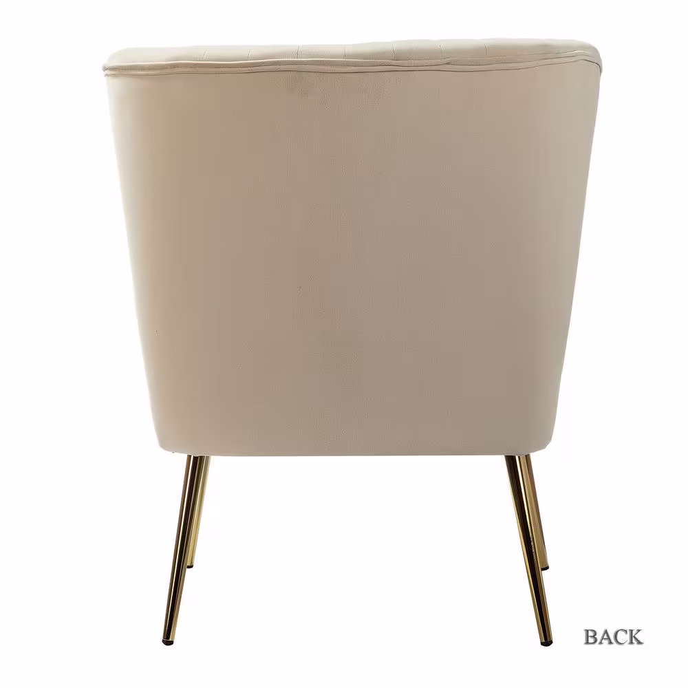 JAYDEN CREATION Monica Modern Tan Velvet Comfy Living Room Side Chair with Golden Metal Legs (Set of 2)