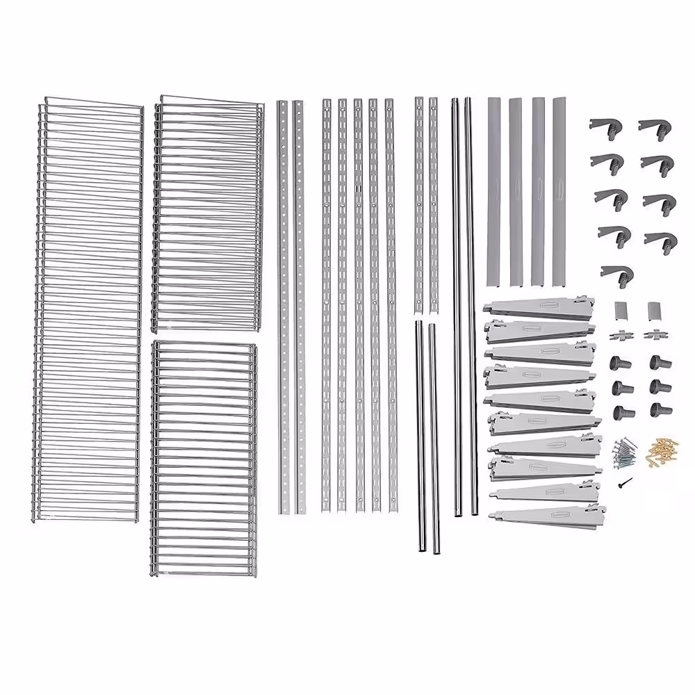 Rubbermaid 48 in. D x 96 in. W x 2 in. H Configurations Metal Closet System 4 - 8 ft. Titanium Deluxe Kit