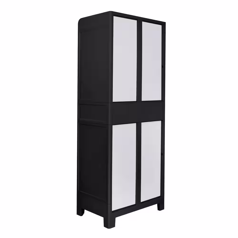 MQ Eclypse 27.56 in. W x 73.22 in. H x 18.11 in. D Large 4 Shelves Freestanding Cabinet in Black and Gray