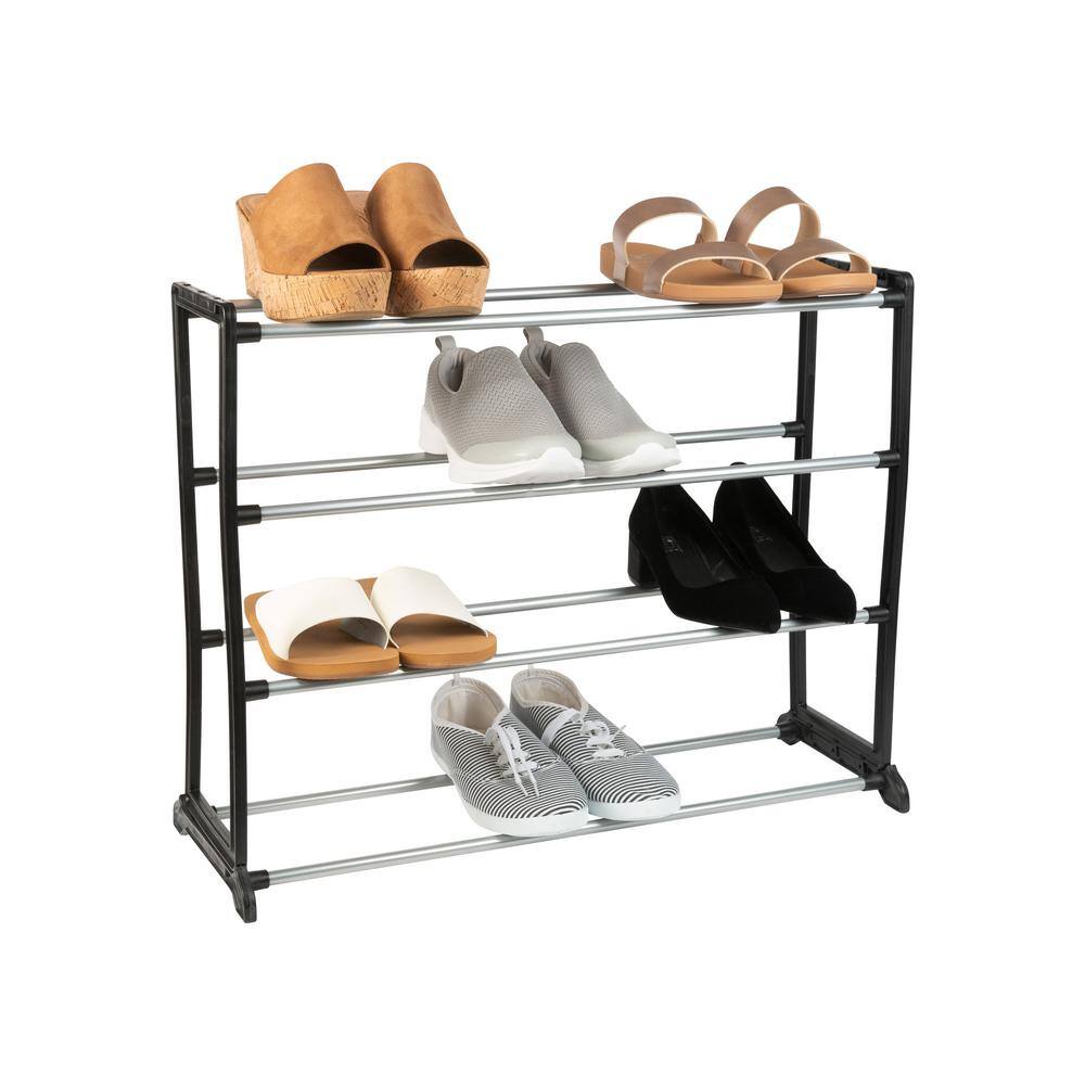 Simplify 19.7 H 12-Pair 12-Tier Black Polypropylene Shoe Rack