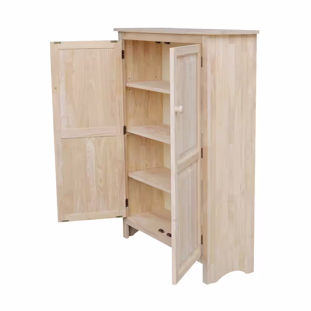 International Concepts 51 in. H Solid Wood Pantry in Unfinished Wood