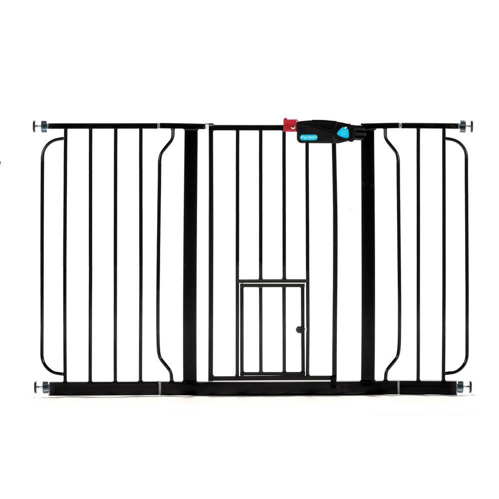 None Carlson Extra Wide Walk-Through Pet Gate with Small Pet Door, Black