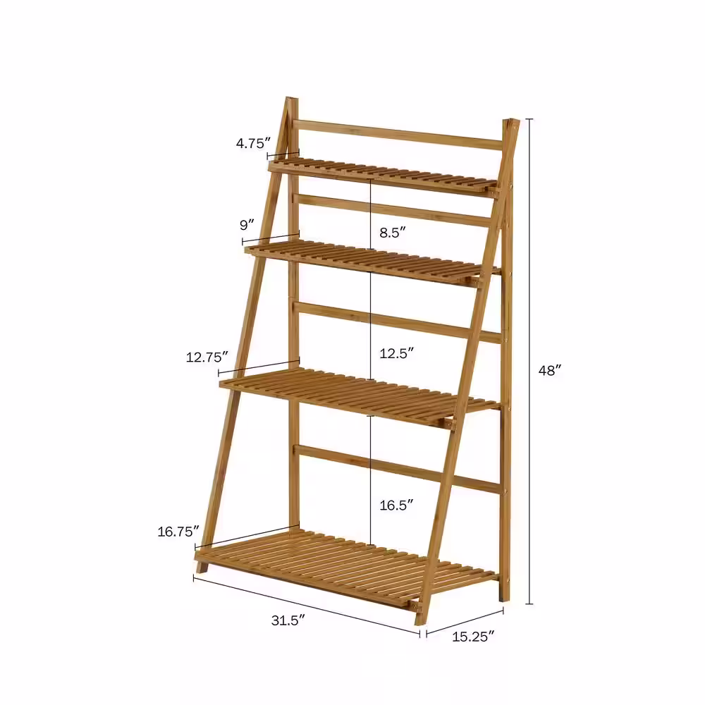 Pure Garden Bamboo 4-Tier Bamboo Shelving Unit (17 in. W x 48 in. H x 32 in. D)