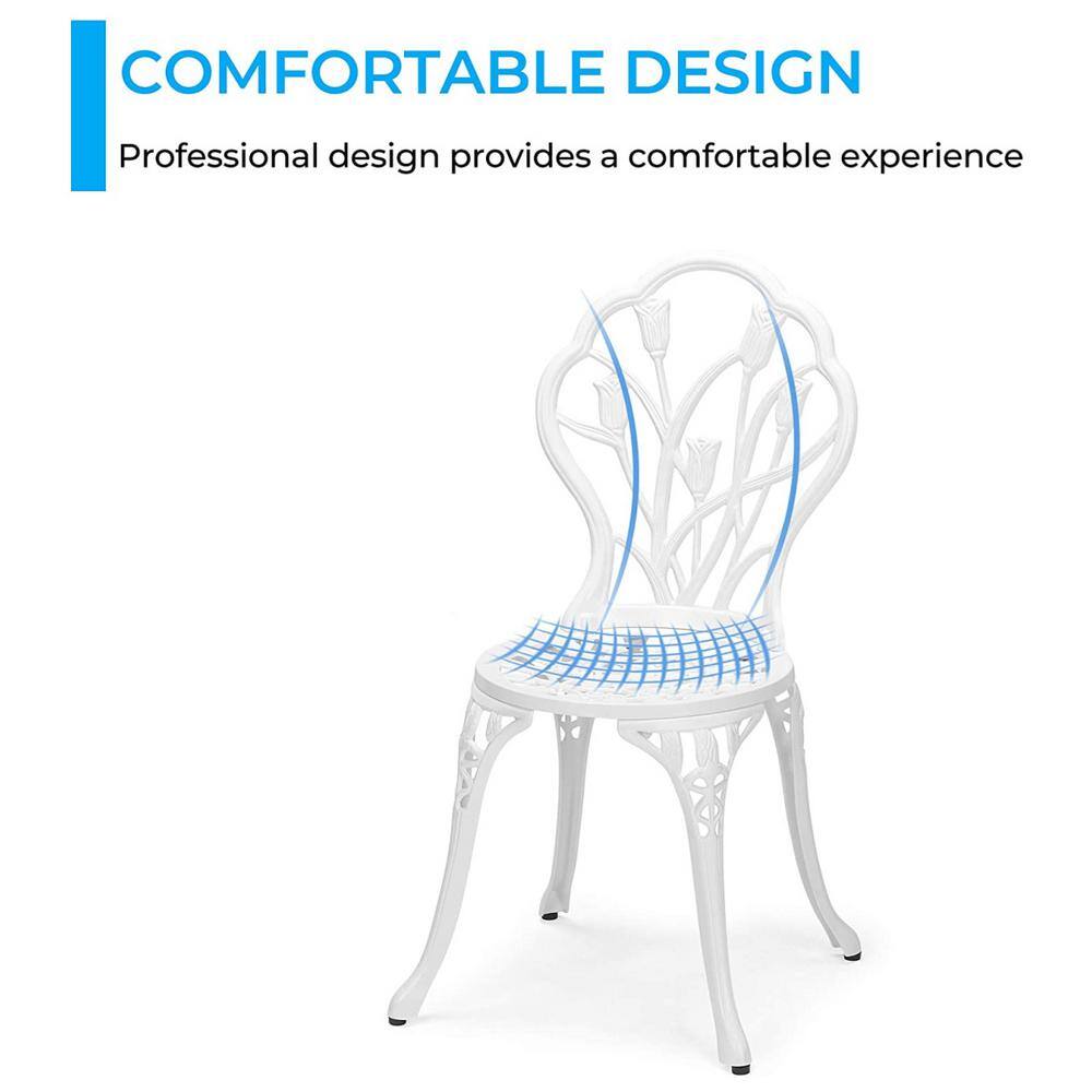 None 3-Piece Bistro Table Set with Small Round Table in White