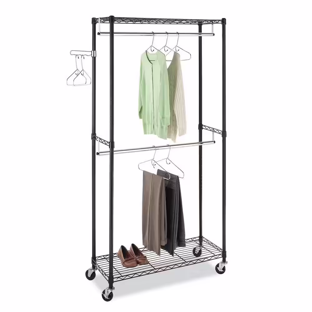 None Black Metal Clothes Rack 17.72 in. W x 70.87 in. H