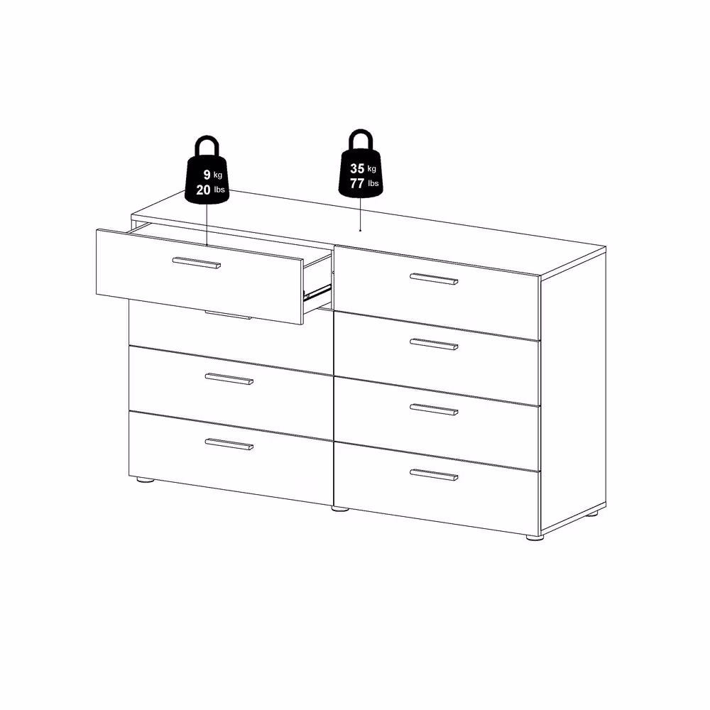 Tvilum Austin 8-Drawer Truffle Double Dresser