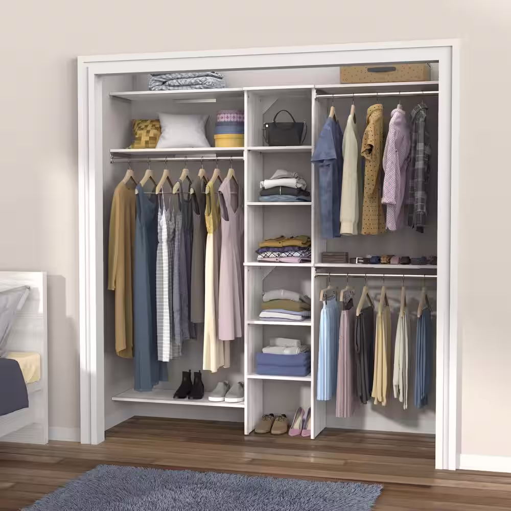 ClosetMaid Style+ 64.9 in W - 112.9 in W Bleached Walnut Basic Narrow Wood Closet System Kit