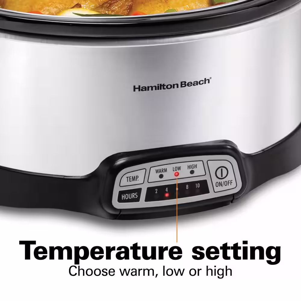 Hamilton Beach 7 Qt. Programmable Stainless Steel Slow Cooker with Built-In Timer and Temperature Settings