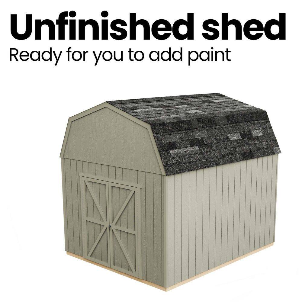 Handy Home Products Professionally Installed All Weather High Wind 145 10 ft. W x 12 ft. Wood Shed- Driftwood Grey Shingles (120 sq. ft.)