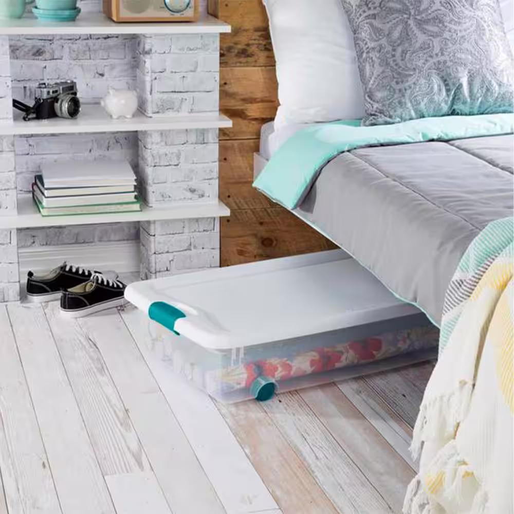 Sterilite 56 qt. Latching Stackable Wheeled Storage Container with Lid (4-Pack)