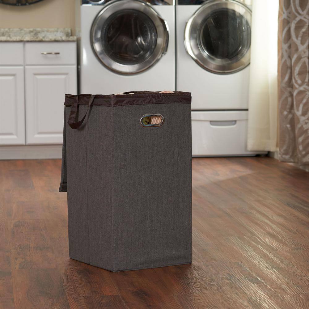 None Cobblestone Collapsible Laundry Hamper with Lid