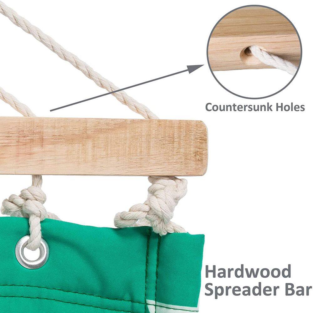 Atesun 12 ft. Free Standing, 475 lbs. Capacity, Heavy-Duty 2-Person Hammock with Stand and Detachable Pillow in Green and white