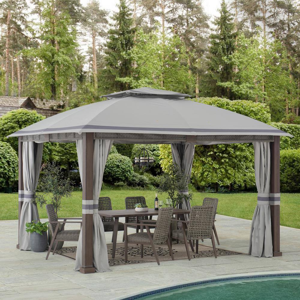 Sunjoy SummerCove Fiona 11 ft. x 13 ft. Gray 2-tier Gazebo