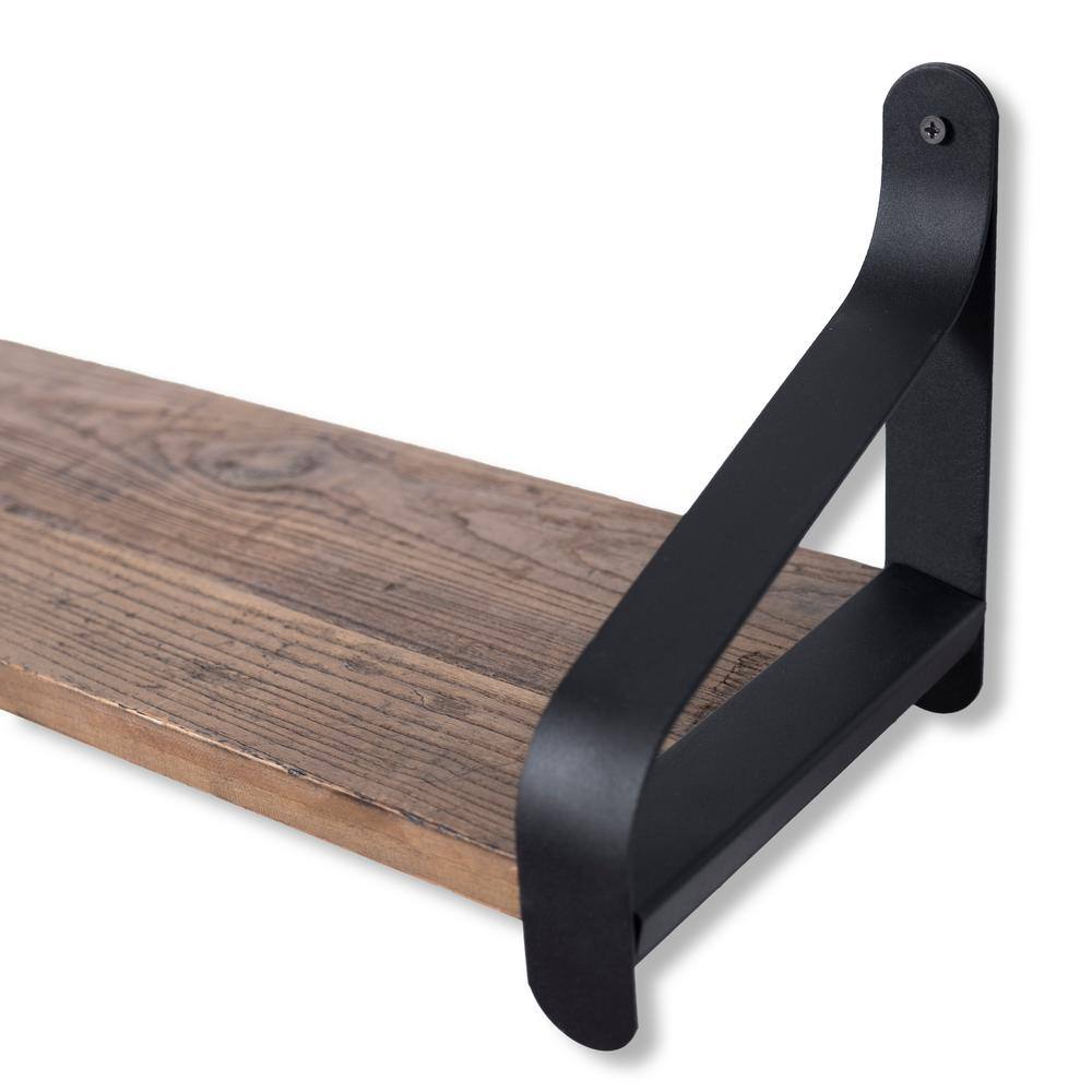 Rustic State Wall Shelf:24 Inch Reclaimed Wood with Black Iron Brackets
