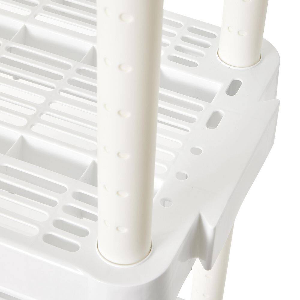 GRACIOUS LIVING Medium Duty Plastic 14 x 32 x 54.5 in. 4 Tier Ventilated Shelving Units, White (2 Pack)