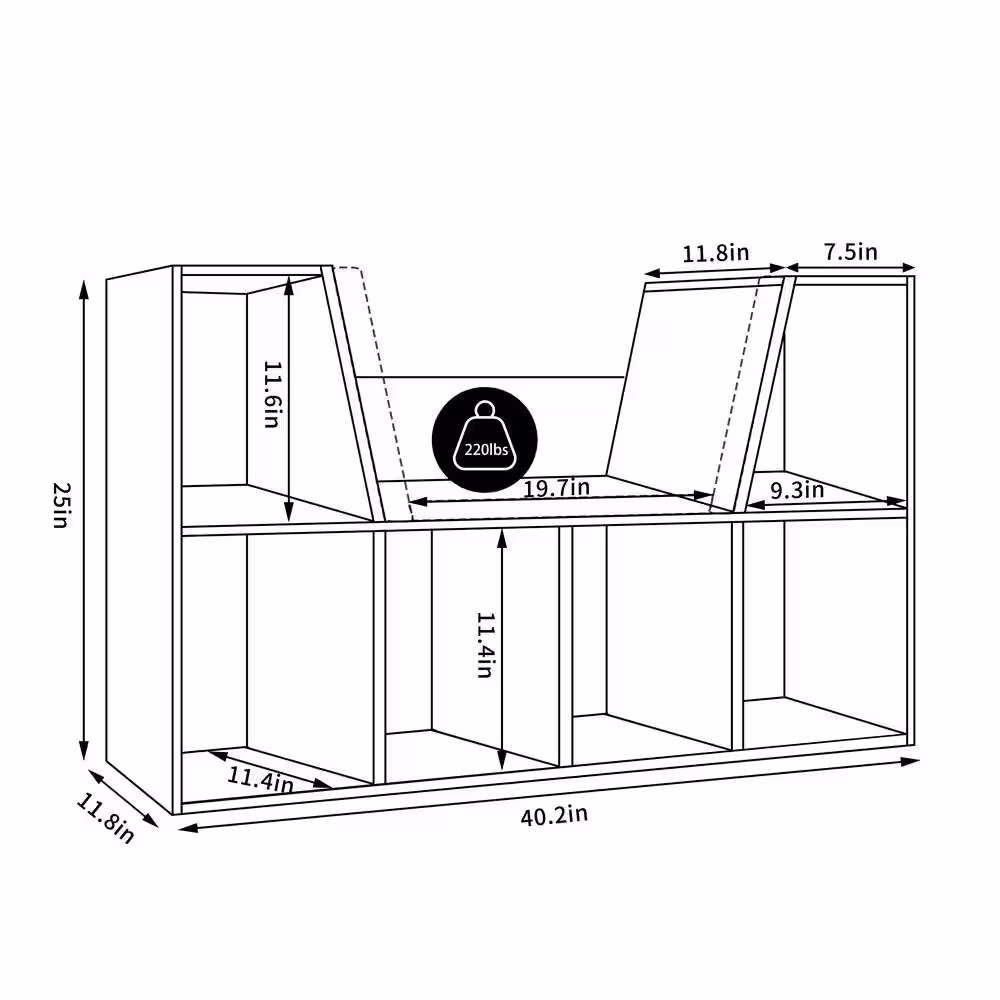 VEIKOUS 25 in. White Kids Reading Nook 6-Shelf Kids Bookcase with Removable Detachable Cushions