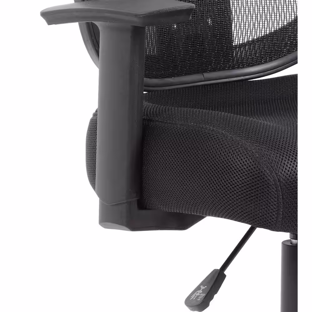 BOSS Office Products Black Mesh Drafting Chair with Adjustable Arms