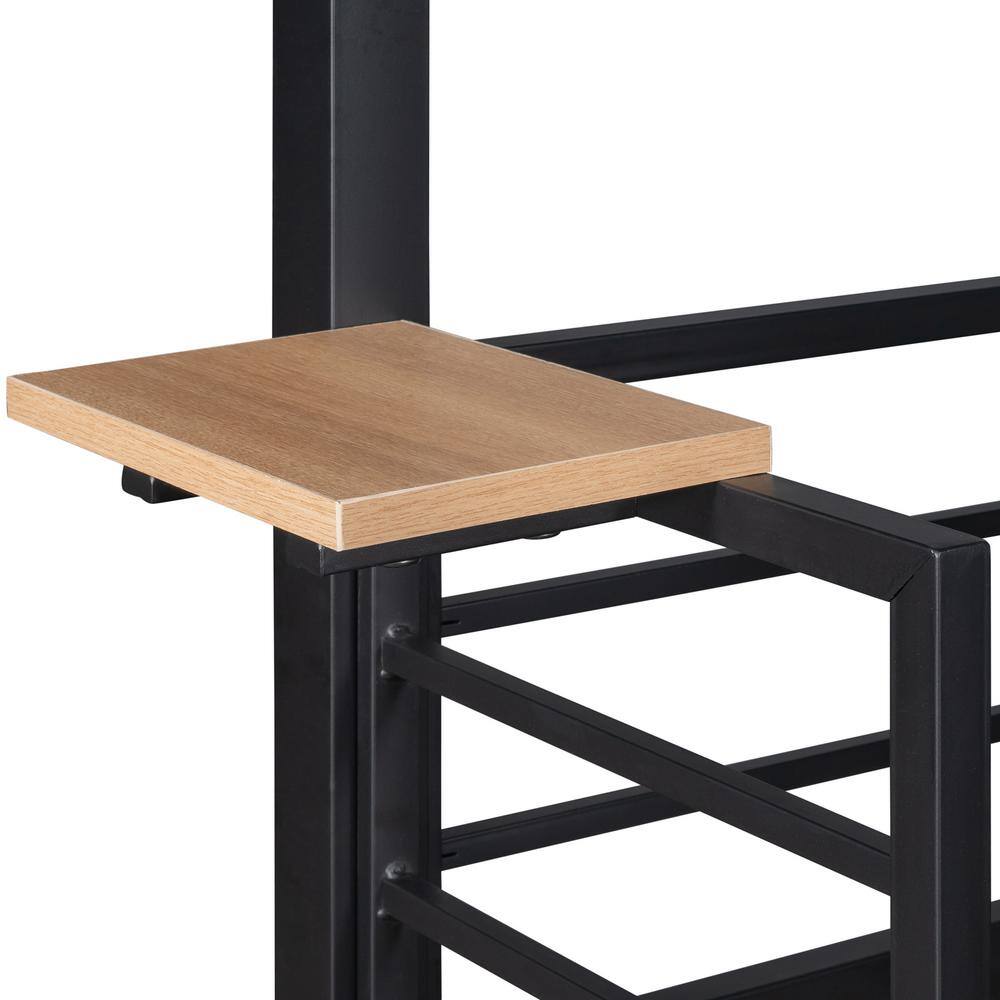 None Twin Metal Bunk Bed, Metal House bed with Slide Black with Black Slide