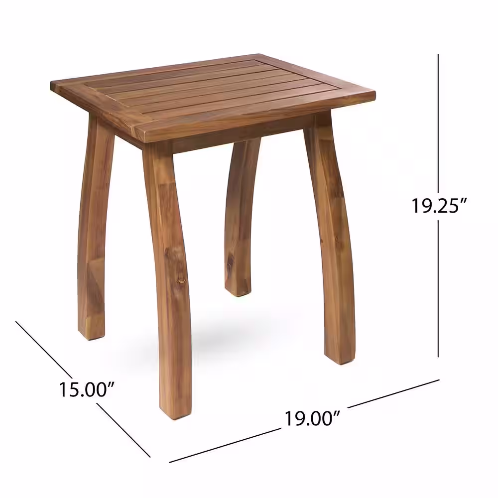 Noble House Perla Teak Brown 3-Piece Wood Patio Conversation Seating Set with Cream Cushions