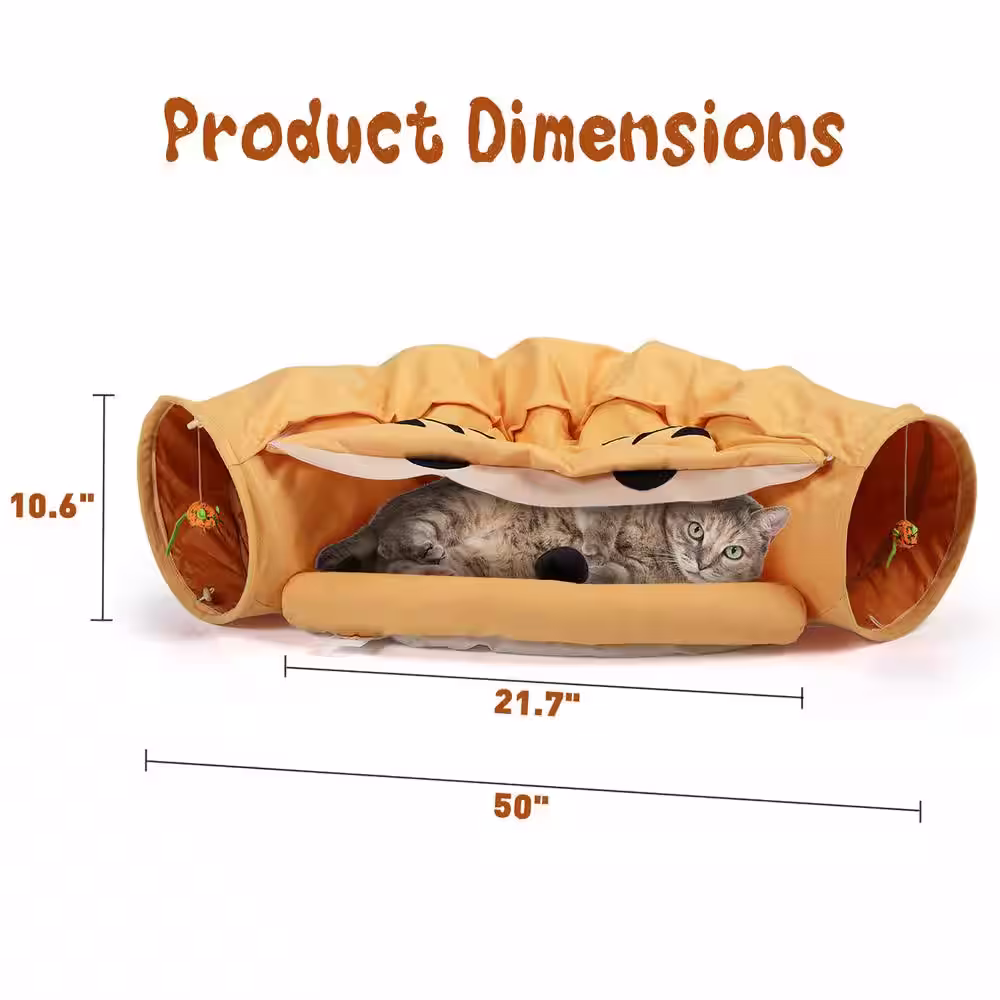 COZIWOW Collapsible Medium Cat Tunnel with Cat Toy, Bed