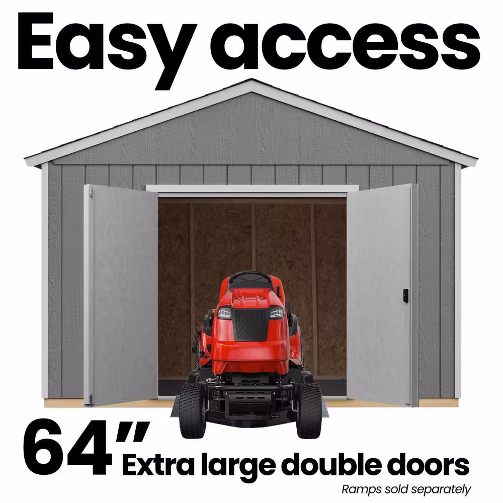 Handy Home Products Professionally Installed All Weather High Wind 145 12 ft. W x 12 ft. Wood Shed with Autumn Brown Shingles (144 sq. ft.)