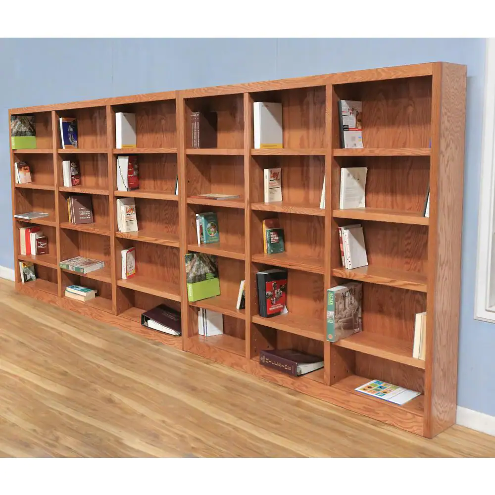 Concepts In Wood 72 in. Dry Oak Wood 15-shelf Standard Bookcase with Adjustable Shelves
