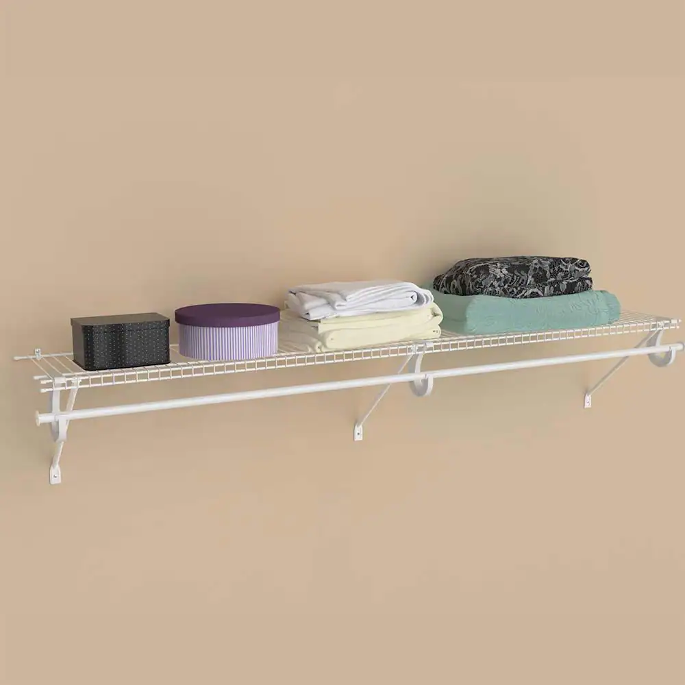 ClosetMaid SuperSlide 72 in. W x 12 in. D White Steel Wire Closet Shelf Kit with Closet Rod