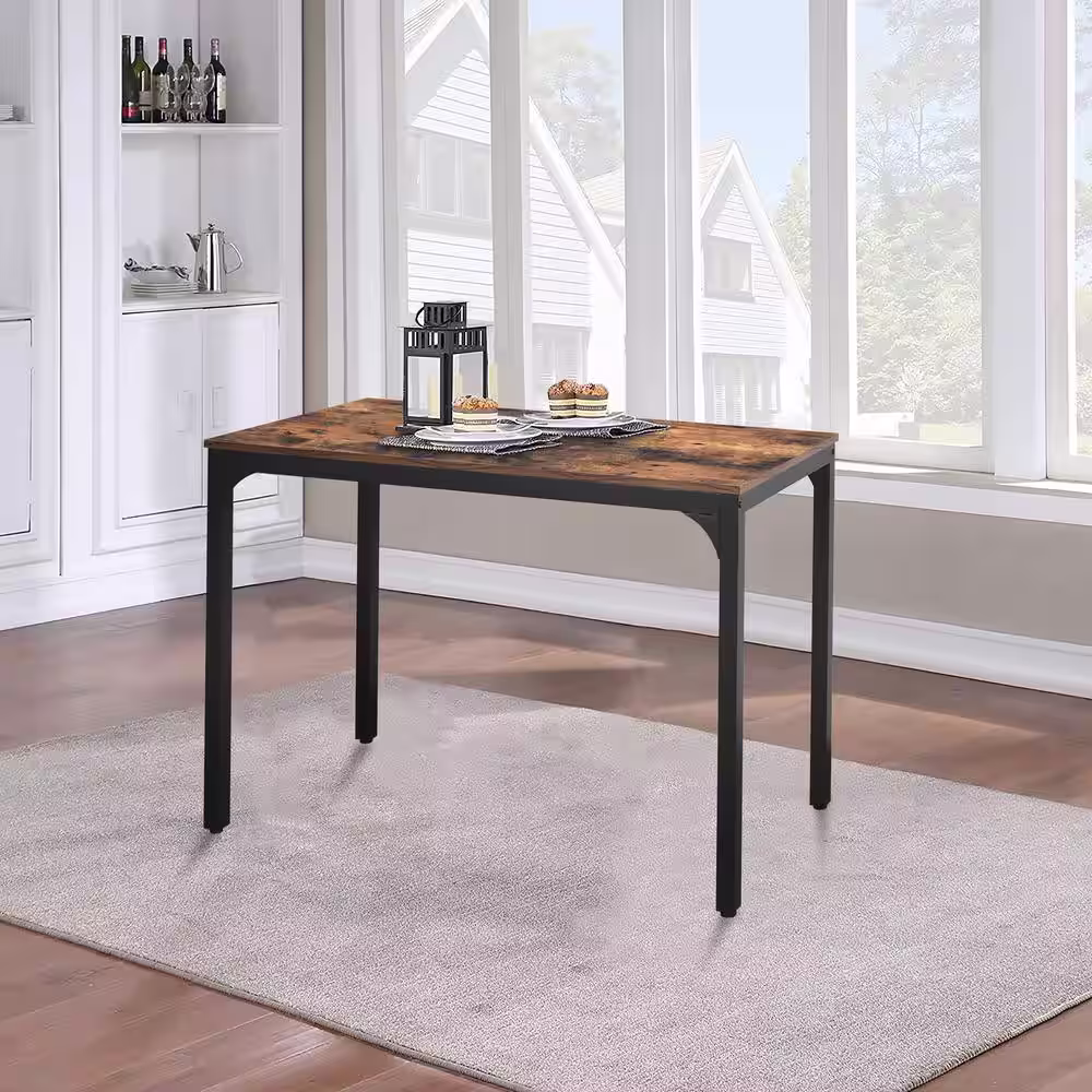 VEIKOUS 55.1 in. W x 23.6 in. D x 29.5 in. H Industrial Brown Dining Table Writing Computer Desk