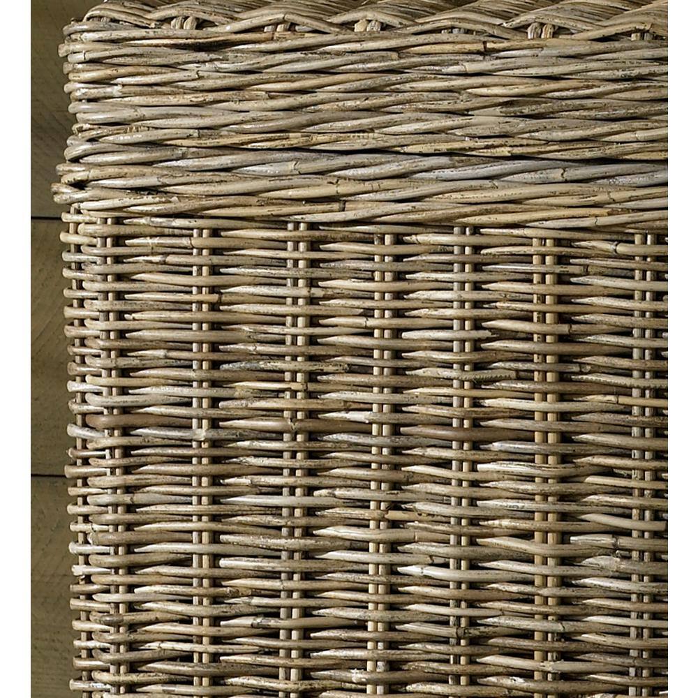 None Kubu 15 in. Grey Standard Rectangle Wicker Console Table with Trunk