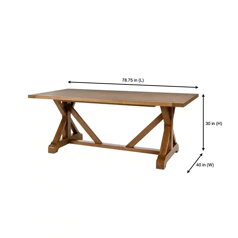 Home Decorators Collection Aberwood Patina Oak Finish Wood Rectangle Trestle Dining Table for 6 (78.75 in. L x 30 in. H)