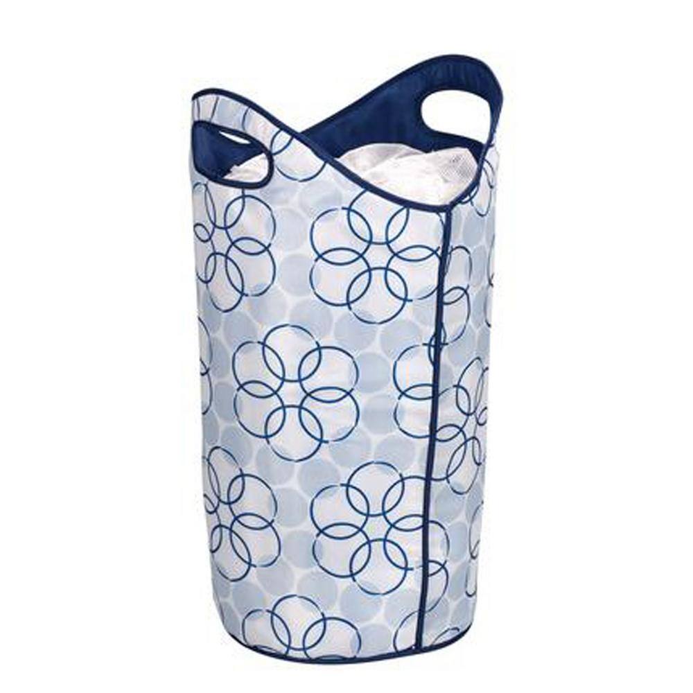 HOUSEHOLD ESSENTIALS Blue Softside Collapsible Polyester Hamper