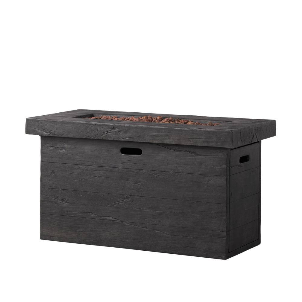 Noble House Sergio 45 in. x 25 in. Rectangular MGO Propane Fire Pit in Grey