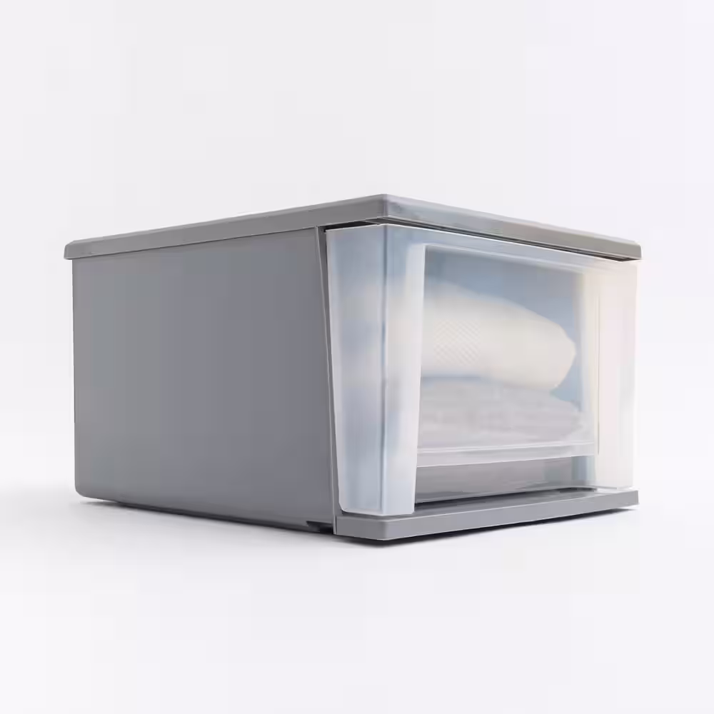 None 12.05 in. W x 8.39 in. H Single Gray Stackable Storage with Clear Drawer