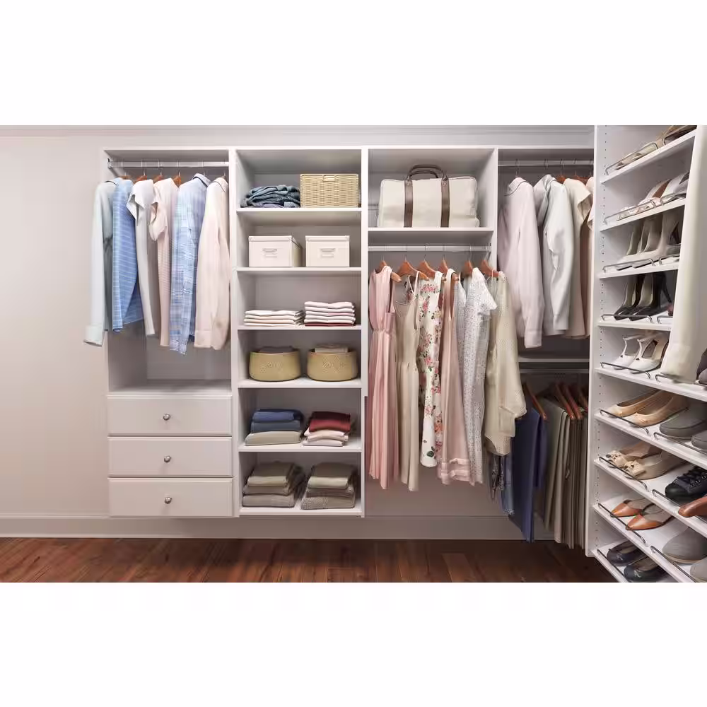 Closet Evolution 36 in. W - 60 in. W White Wood Closet System