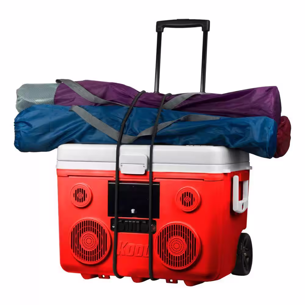 TUNES2GO KoolMax 40 Qt. Red Wheeled Cooler, Bluetooth PA System and Power Station