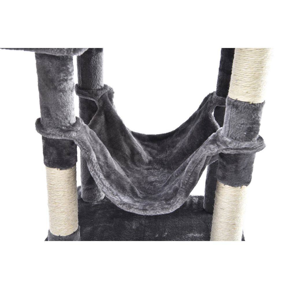 CAT CRAFT 7-Level Plush and Sisal Cat Activity Tree: Condo, Bed, Hammock, Hangout Posts and Hanging Cat Toys, Gray, Large