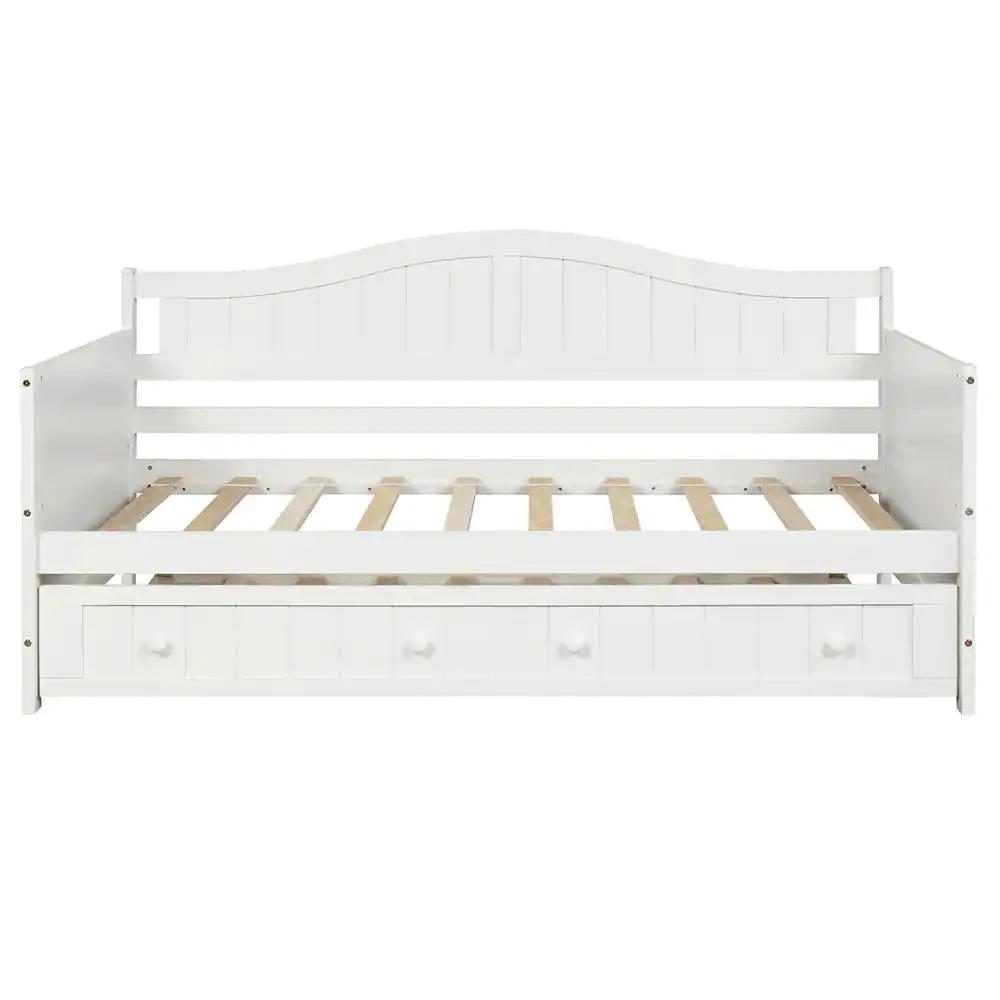 Harper & Bright Designs White Twin Wood Daybed with Trundle