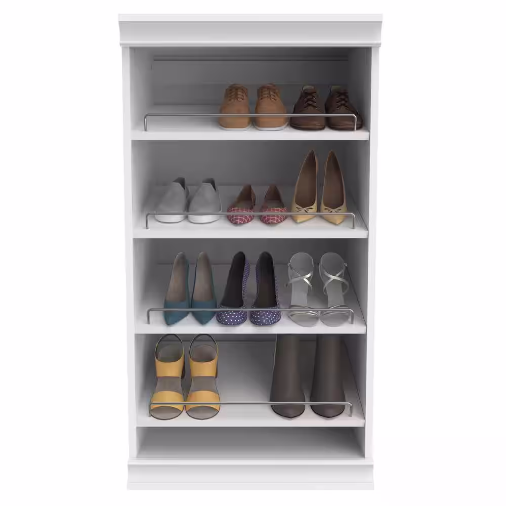 ClosetMaid 21.39 in. W White Modular Storage Stackable Wood Shoe Shelf Unit Wood Closet System