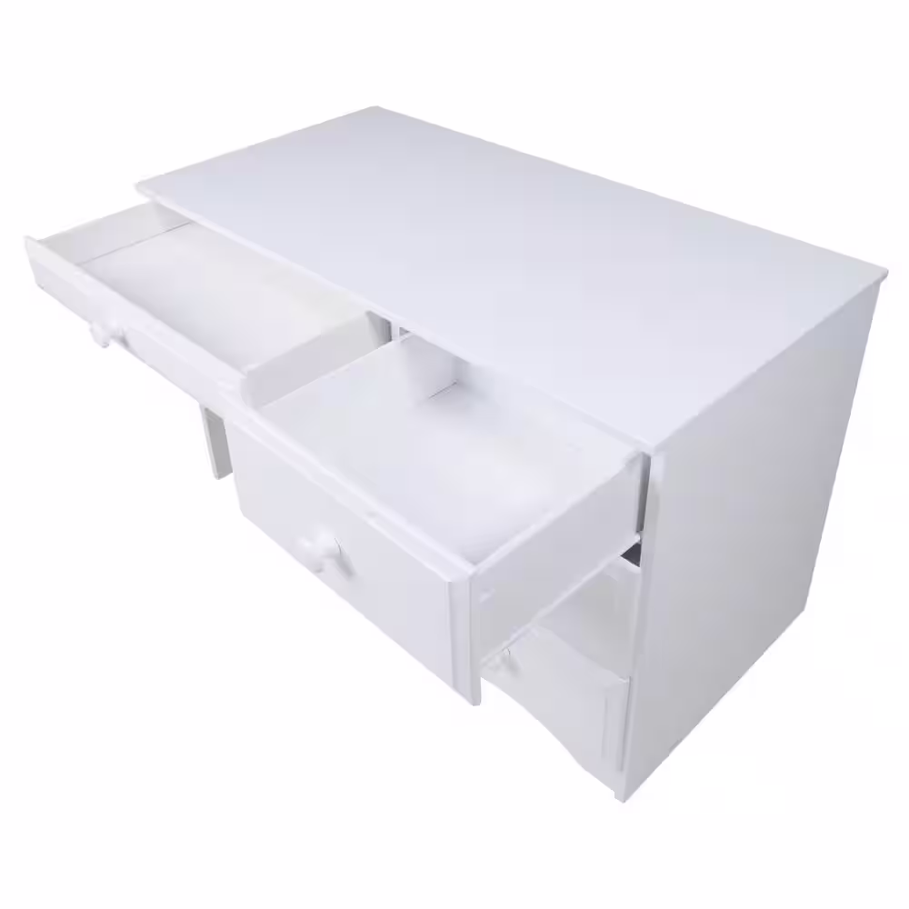 Camaflexi 44 in. Rectangular White 4 Drawer Writing Desk with Solid Wood Material